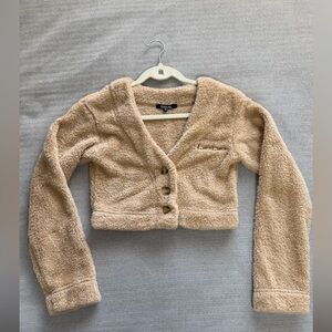 Bebe Beige Fuzzy womens Blazer Size XS